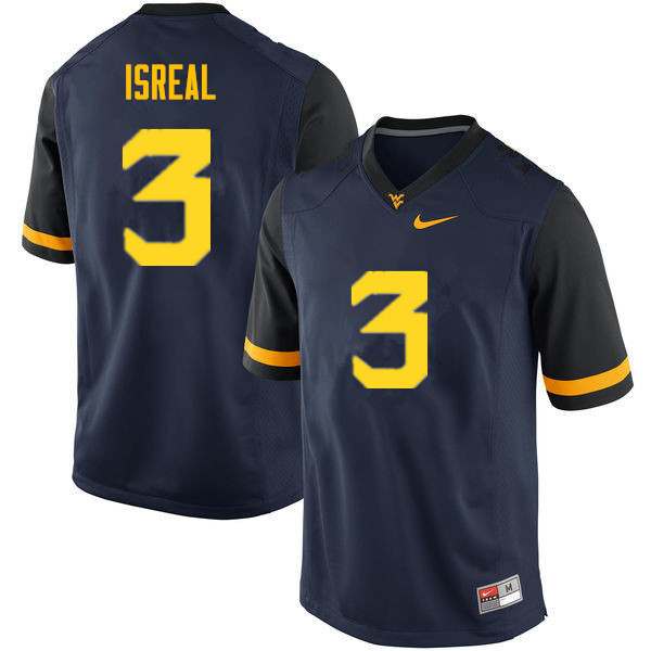 Men #3 David Isreal West Virginia Mountaineers College Football Jerseys Sale-Navy